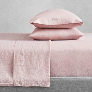 West Elm Belgian Linen Queen Sheet Set, Adobe Rose